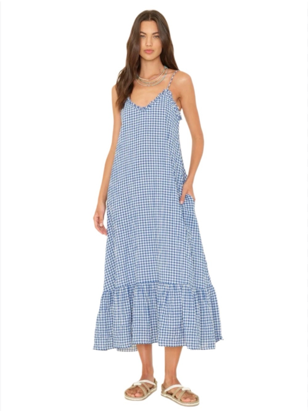 XiRENA NWT Taytum Dress Atlantic Blue Gingham Check Size Small